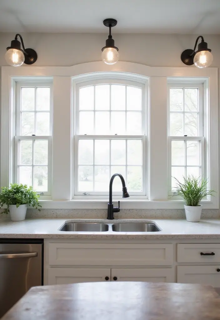 28 Kitchen Sink Lighting Designs You’ll Want to Try 22 28 Kitchen Sink Lighting Designs You’ll Want to Try - 22. Simple Wall-Mounted Lights