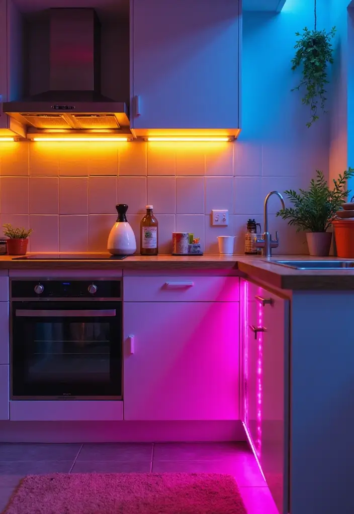 28 Kitchen Sink Lighting Designs You’ll Want to Try 25 28 Kitchen Sink Lighting Designs You’ll Want to Try - 25. Neon Accent Lighting