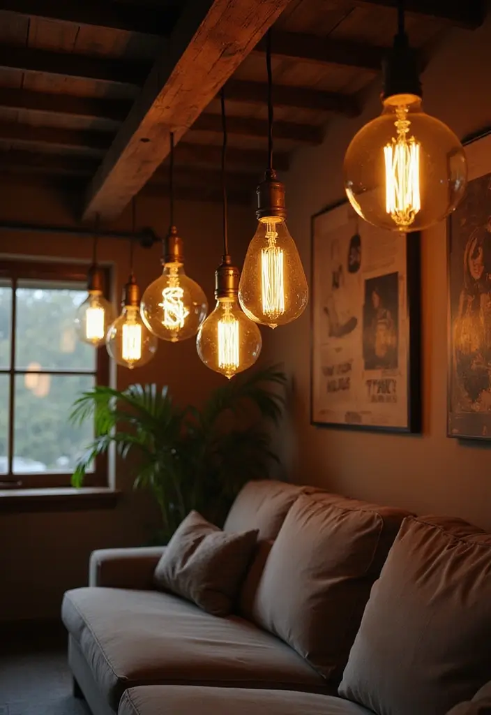 28 Living Room Lighting Designs That Elevate Modern Homes 22 28 Living Room Lighting Designs That Elevate Modern Homes - 22. Vintage Edison Bulbs