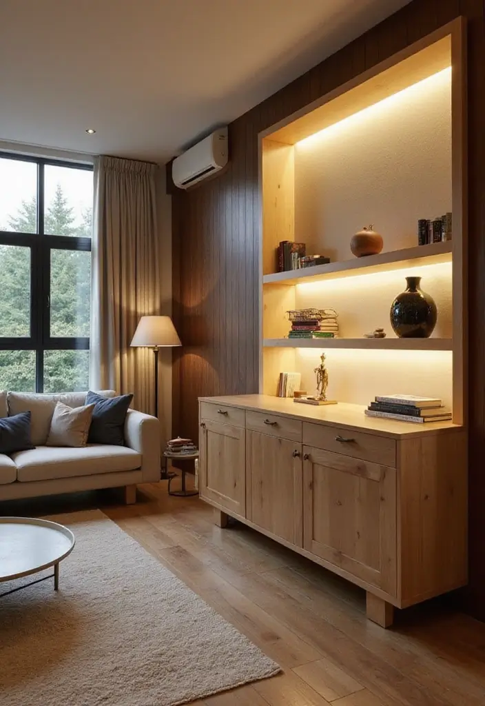 28 Living Room Lighting Designs That Elevate Modern Homes 27 28 Living Room Lighting Designs That Elevate Modern Homes - 27. Multi-Functional Lighting