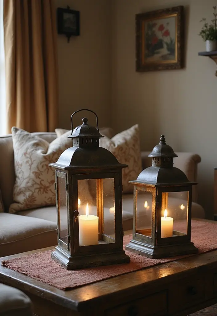 28 Living Room Lighting Designs That Elevate Modern Homes 28 28 Living Room Lighting Designs That Elevate Modern Homes - 28. Vintage Table Lanterns