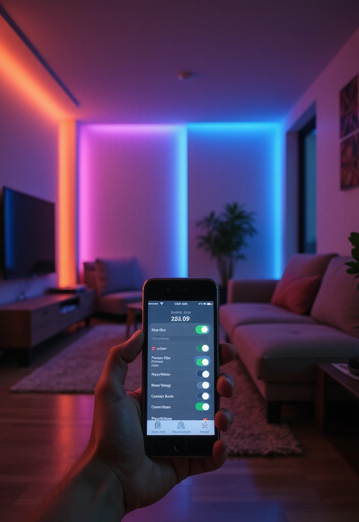 28 Living Room Lighting Designs That Elevate Modern Homes 3 28 Living Room Lighting Designs That Elevate Modern Homes - 3. Smart Lighting Solutions