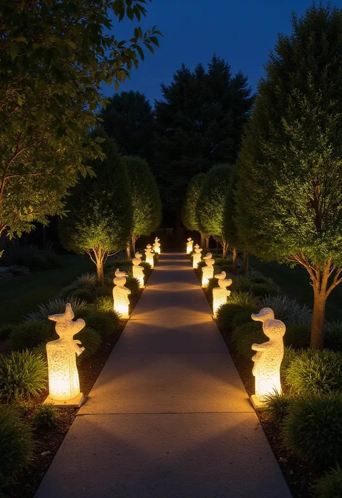 28 Outdoor Lighting Ideas That Add Drama and Charm - 13. Illuminated Garden Sculptures