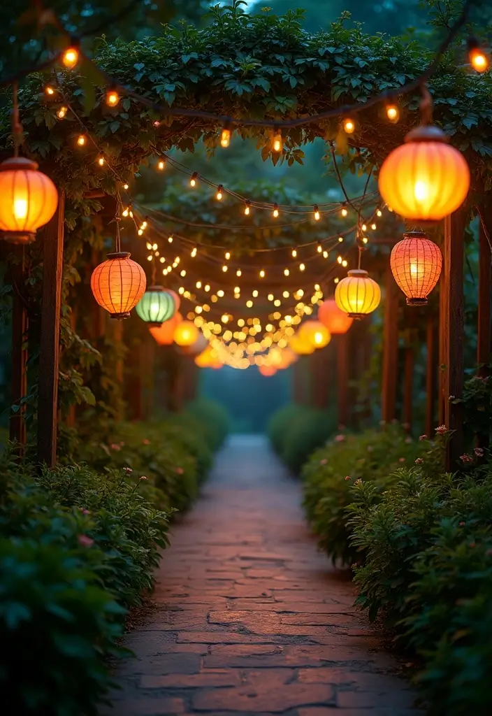 28 Outdoor Lighting Ideas That Add Drama and Charm - 14. Hanging String Lanterns