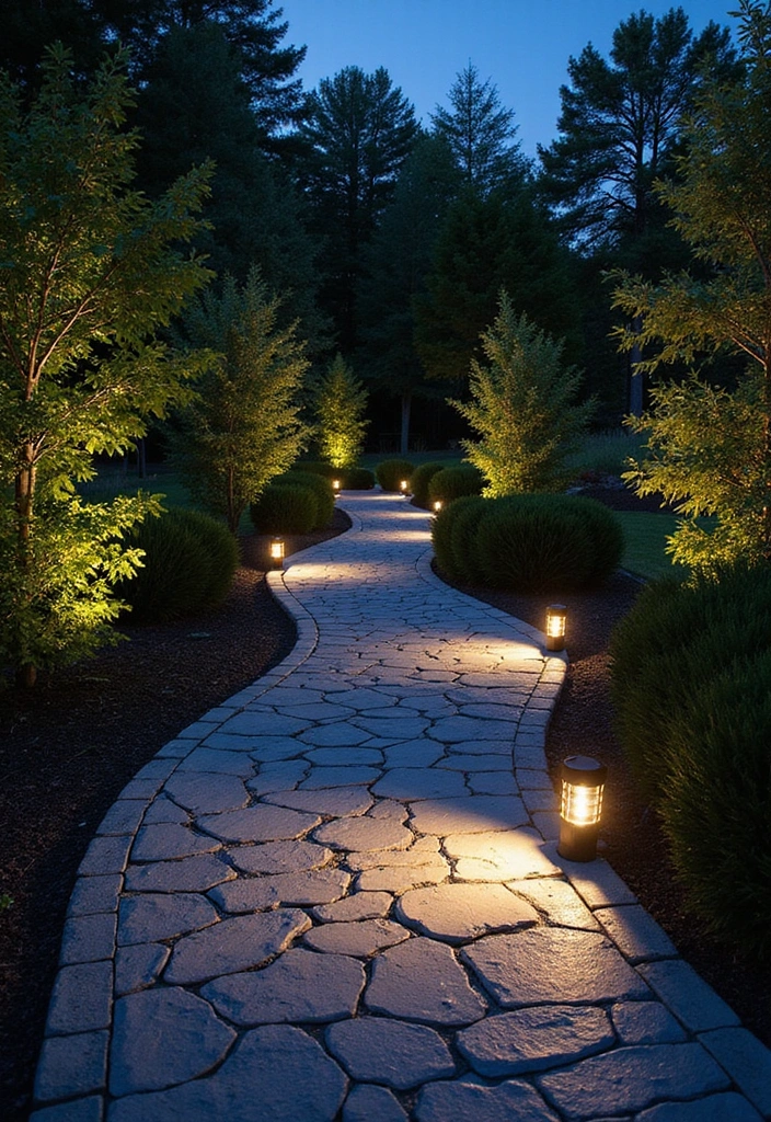 28 Outdoor Lighting Ideas That Add Drama and Charm - 17. Pathway Lights with Integrated Artwork