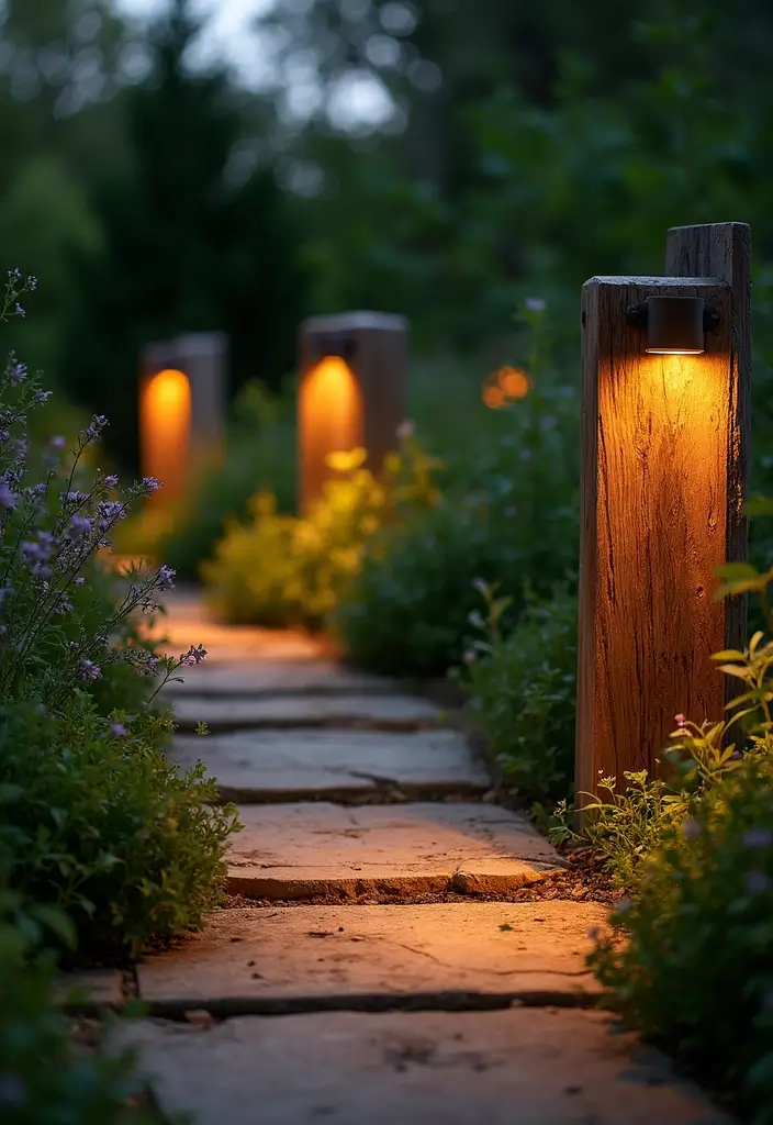 28 Outdoor Lighting Ideas That Add Drama and Charm - 18. Rustic Reclaimed Wood Fixtures