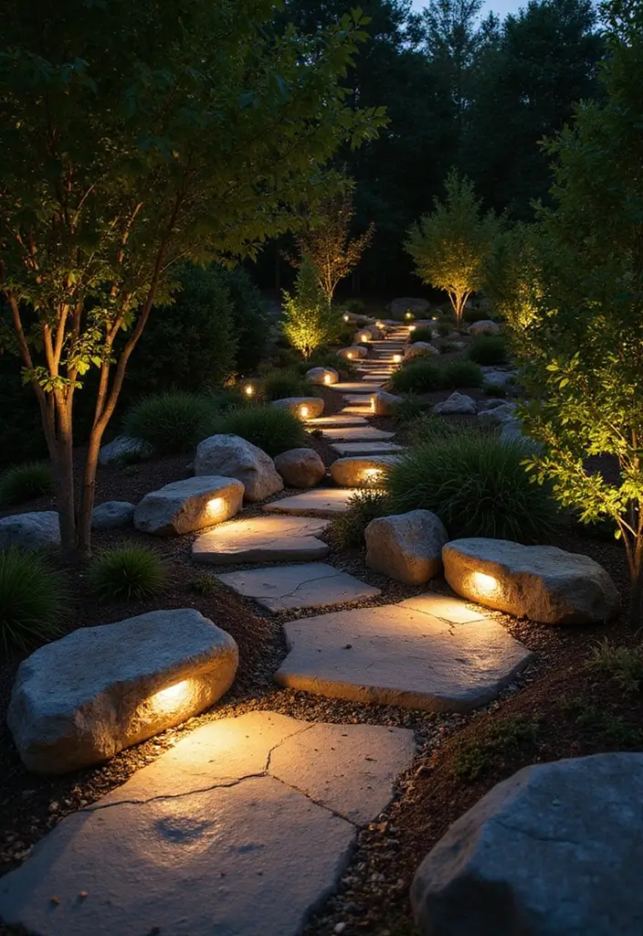 28 Outdoor Lighting Ideas That Add Drama and Charm - 19. Natural Stone Lights