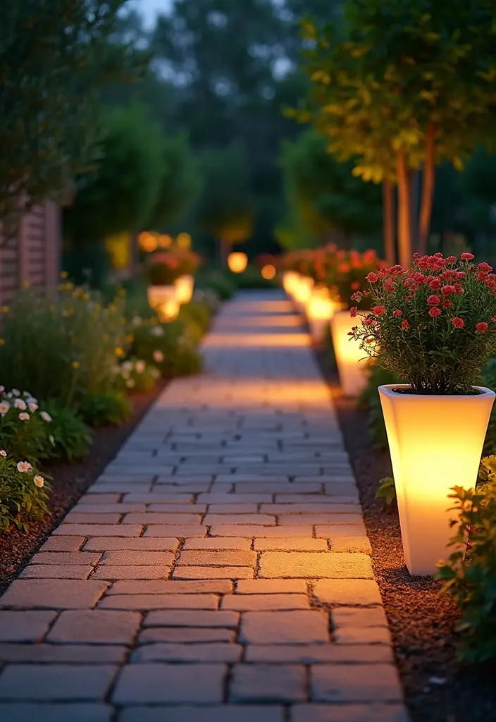 28 Outdoor Lighting Ideas That Add Drama and Charm - 20. LED Light-Up Planters