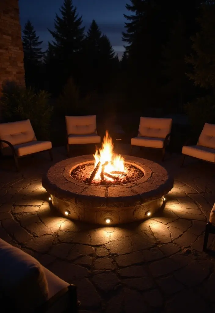 28 Patio Lighting Ideas to Create the Perfect Outdoor Ambiance 12 28 Patio Lighting Ideas to Create the Perfect Outdoor Ambiance - 12. Fire Pits with Ambient Lighting