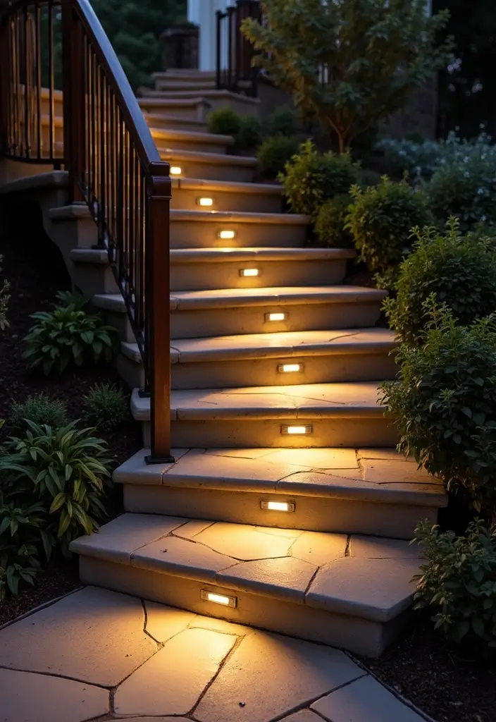 28 Patio Lighting Ideas to Create the Perfect Outdoor Ambiance 17 28 Patio Lighting Ideas to Create the Perfect Outdoor Ambiance - 17. Integrated Step Lights