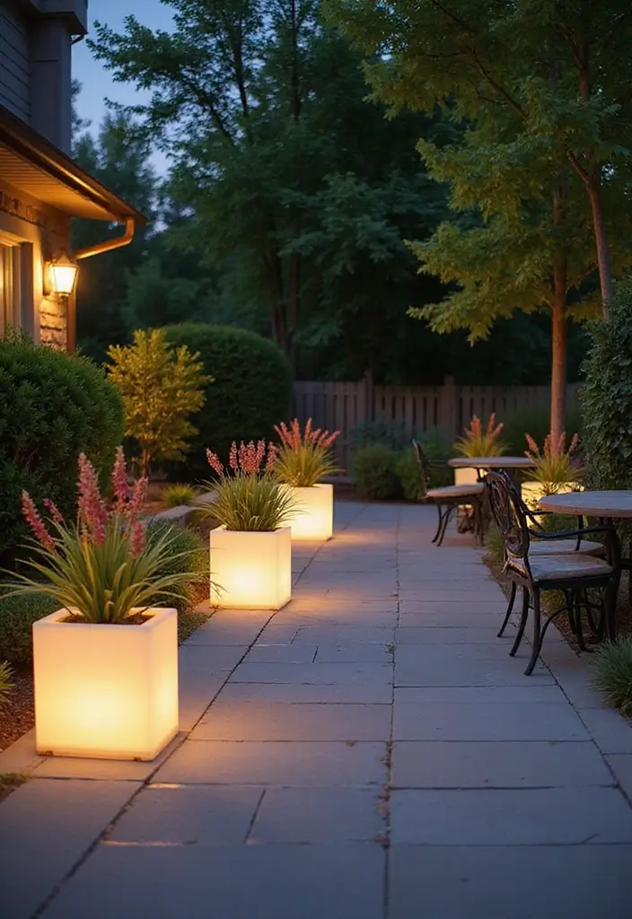 28 Patio Lighting Ideas to Create the Perfect Outdoor Ambiance 22 28 Patio Lighting Ideas to Create the Perfect Outdoor Ambiance - 22. Light-up Planters