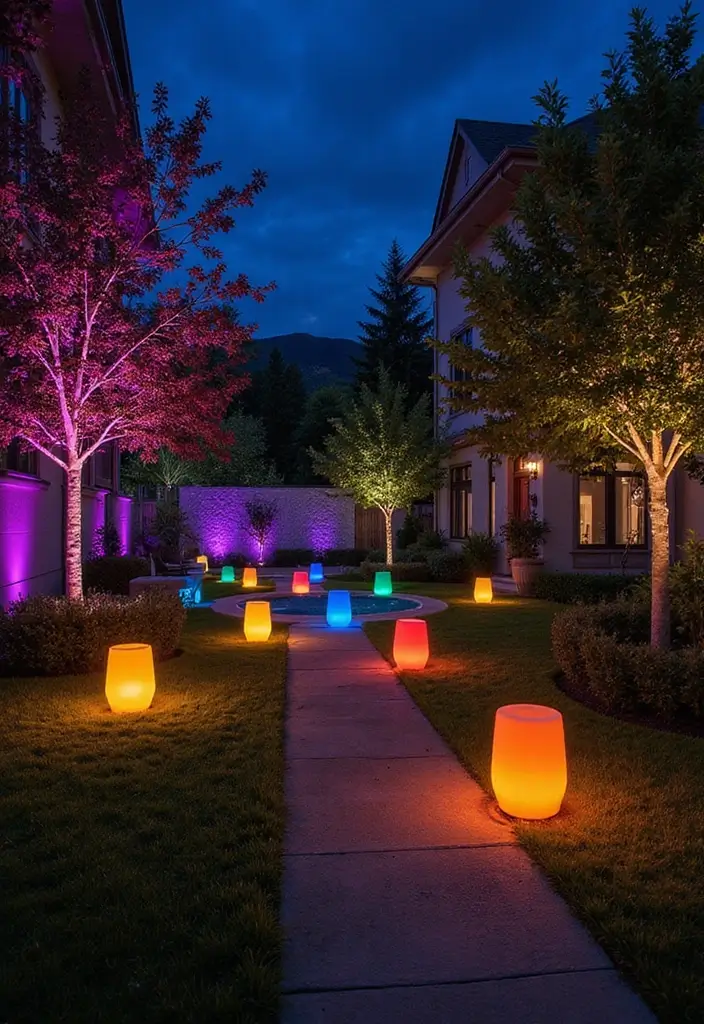 28 Patio Lighting Ideas to Create the Perfect Outdoor Ambiance 23 28 Patio Lighting Ideas to Create the Perfect Outdoor Ambiance - 23. Mood Lighting with Smart Technology