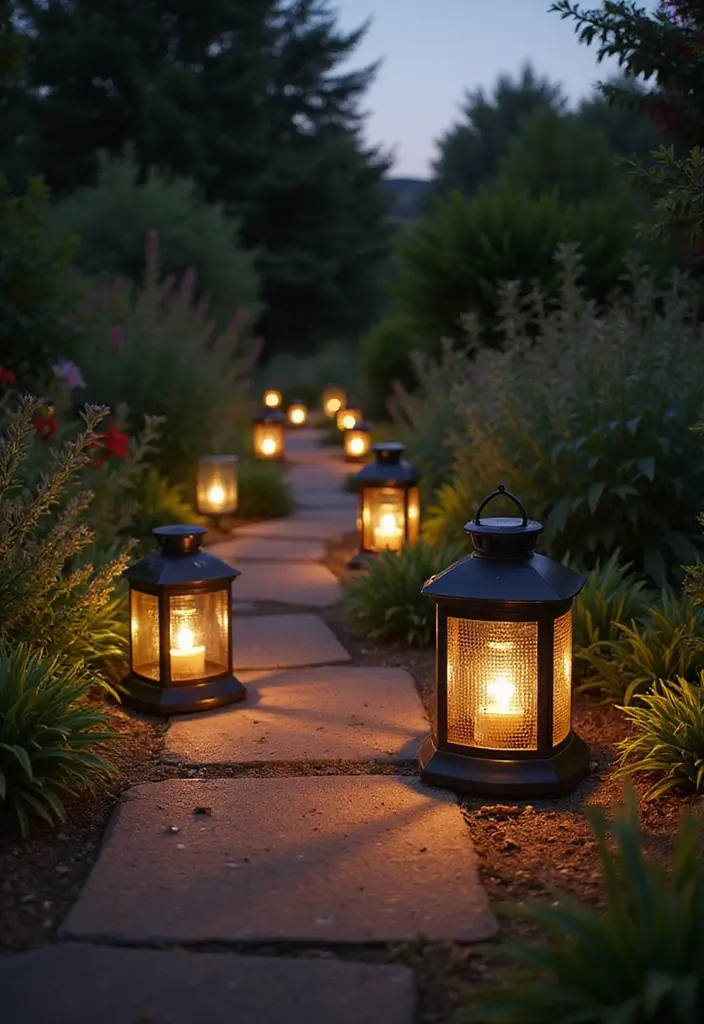 28 Walkway Lighting Ideas That Combine Safety and Beauty - 1. Charming Solar Lanterns