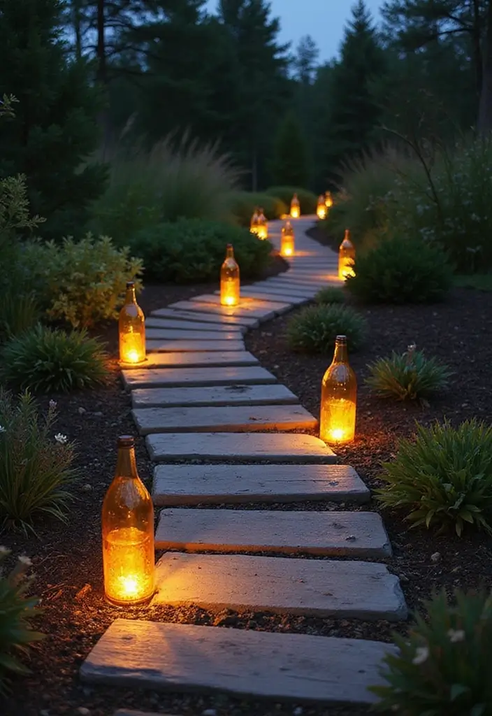 28 Walkway Lighting Ideas That Combine Safety and Beauty - 16. Recycled Material Lights