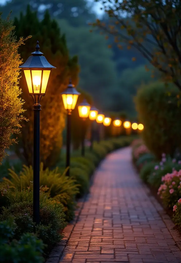 28 Walkway Lighting Ideas That Combine Safety and Beauty - 23. Lanterns on Posts