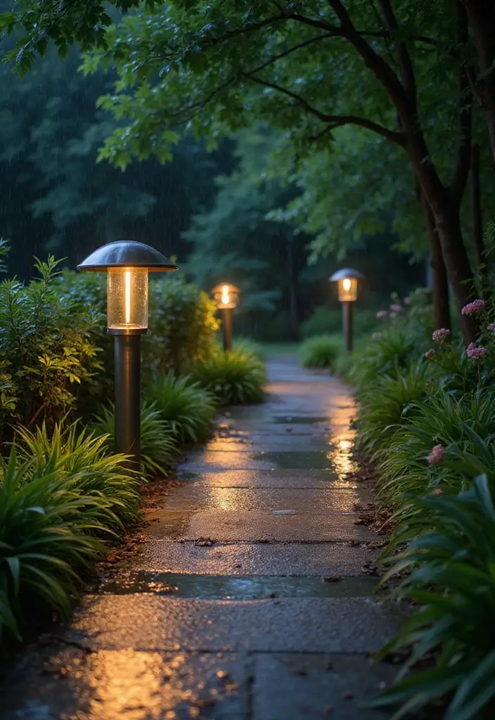 28 Walkway Lighting Ideas That Combine Safety and Beauty - 24. Water-resistant Fixtures