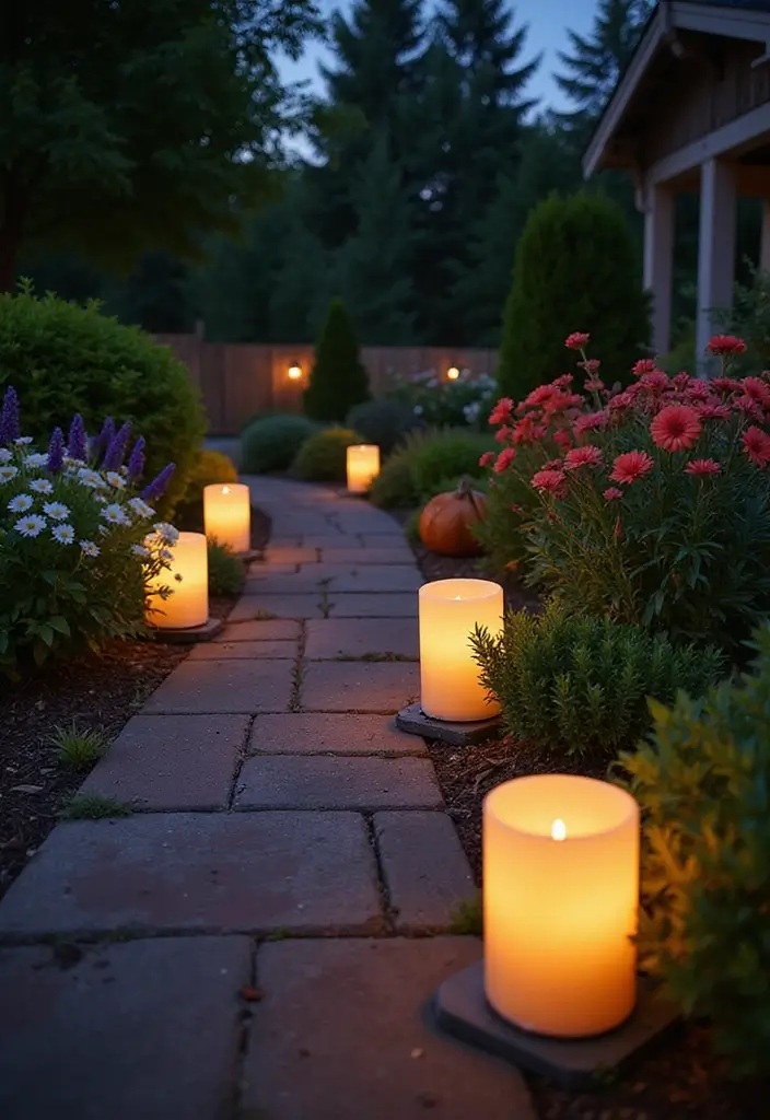 28 Walkway Lighting Ideas That Combine Safety and Beauty - 25. Solar-Powered Candle Lights