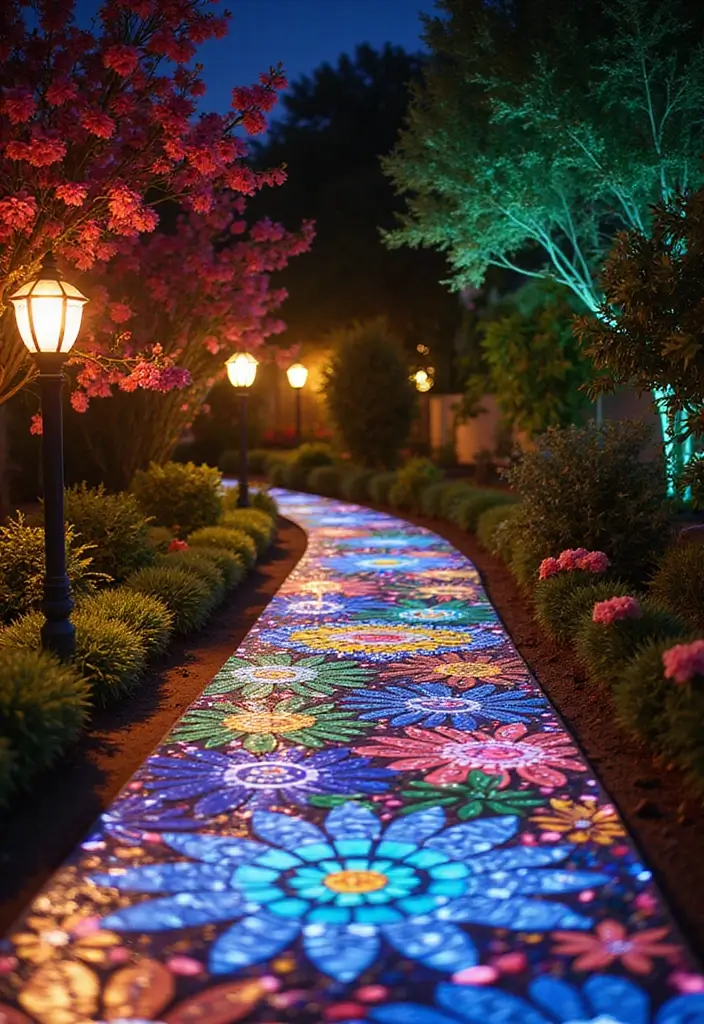 28 Walkway Lighting Ideas That Combine Safety and Beauty - 9. Creative Mosaic Lights