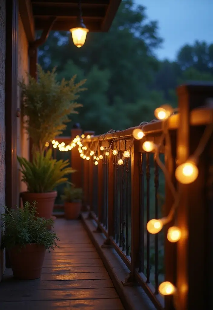 29 Balcony Lighting Ideas to Make Evenings More Relaxing 1 29 Balcony Lighting Ideas to Make Evenings More Relaxing - 1. Twinkling Fairy Lights