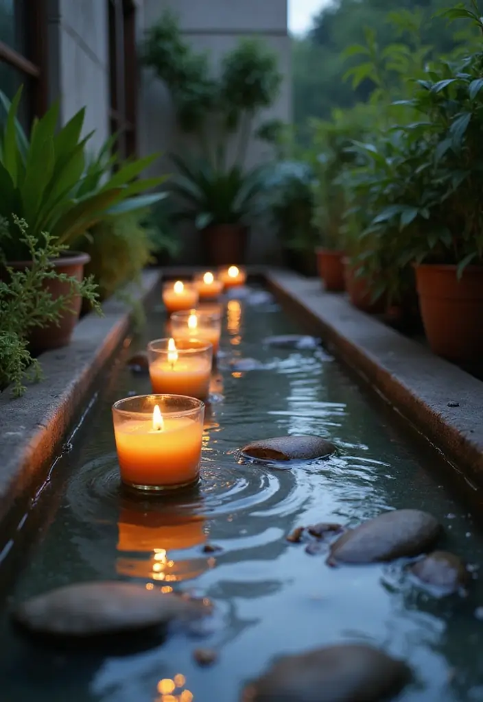 29 Balcony Lighting Ideas to Make Evenings More Relaxing 12 29 Balcony Lighting Ideas to Make Evenings More Relaxing - 12. Floating Candles in Water