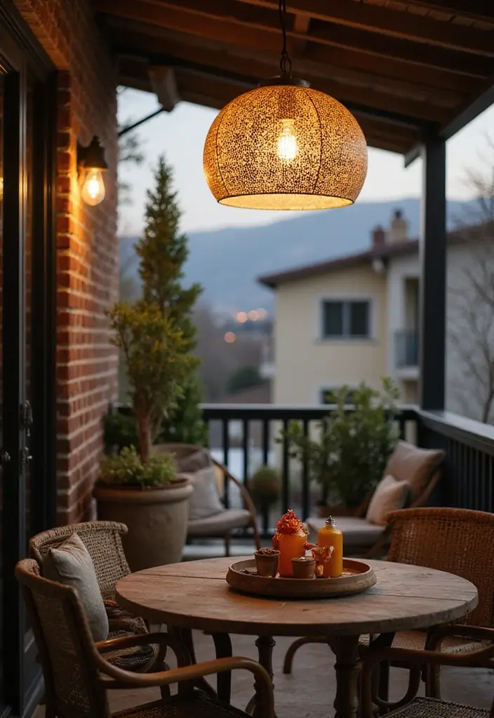 29 Balcony Lighting Ideas to Make Evenings More Relaxing 14 29 Balcony Lighting Ideas to Make Evenings More Relaxing - 14. Decorative Pendant Lights