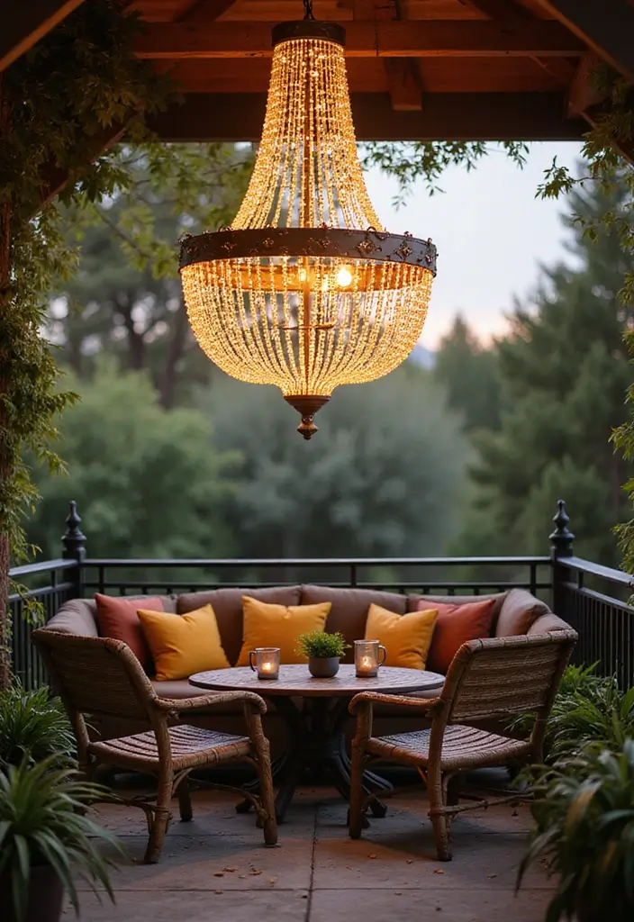 29 Balcony Lighting Ideas to Make Evenings More Relaxing 15 29 Balcony Lighting Ideas to Make Evenings More Relaxing - 15. Outdoor Chandeliers