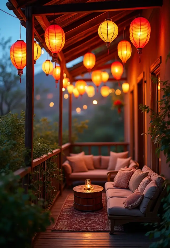29 Balcony Lighting Ideas to Make Evenings More Relaxing 8 29 Balcony Lighting Ideas to Make Evenings More Relaxing - 8. Paper Lanterns for a Festive Vibe