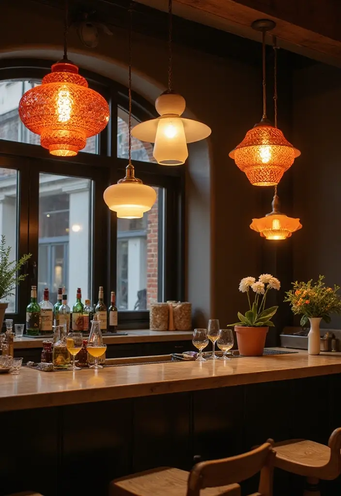 29 Bar Lighting Designs for a Bold and Vibrant Atmosphere - 1. Bold Bar Pendant Lights