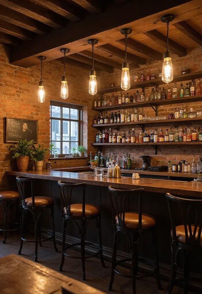 29 Bar Lighting Designs for a Bold and Vibrant Atmosphere - 10. Industrial-style Fixtures