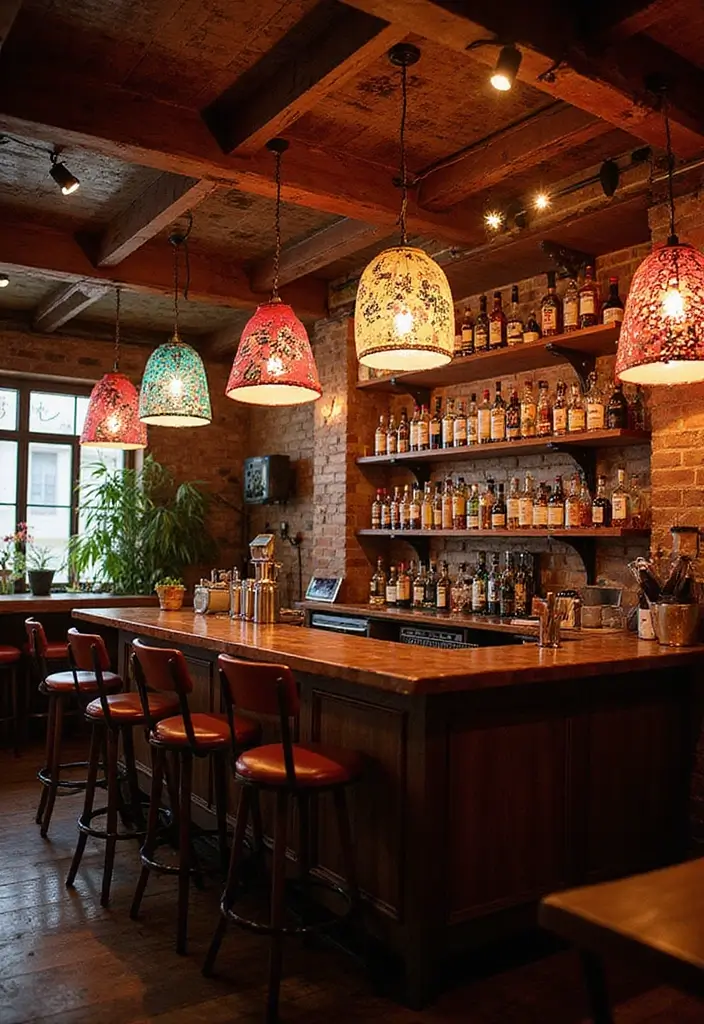 29 Bar Lighting Designs for a Bold and Vibrant Atmosphere - 19. Funky DIY Lights