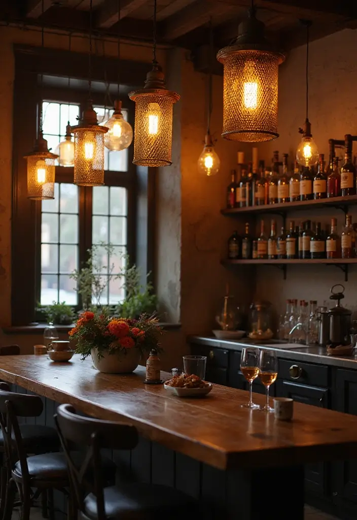 29 Bar Lighting Designs for a Bold and Vibrant Atmosphere - 22. Hanging Lanterns