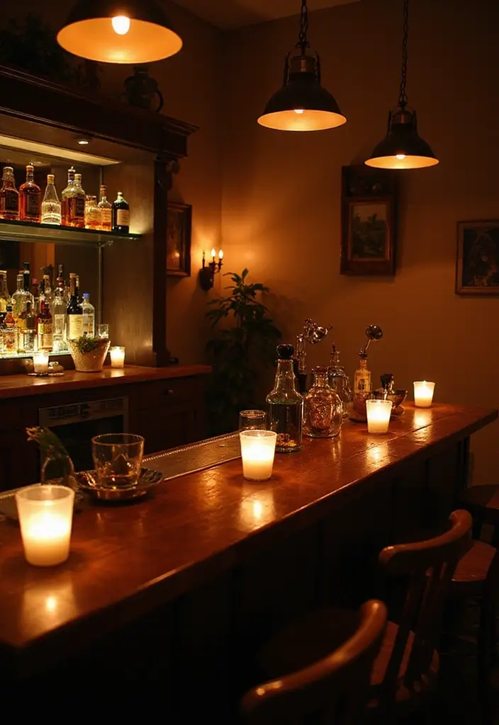 29 Bar Lighting Designs for a Bold and Vibrant Atmosphere - 23. Candlelit Accents