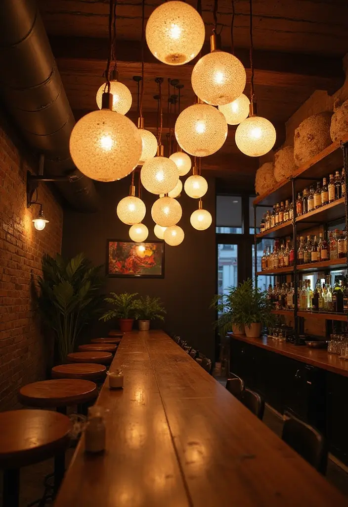 29 Bar Lighting Designs for a Bold and Vibrant Atmosphere - 26. Sphere Lights