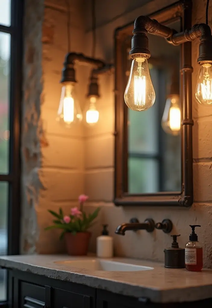 29 Bathroom Vanity Lighting Ideas That Upgrade Any Look 12 29 Bathroom Vanity Lighting Ideas That Upgrade Any Look - 12. Industrial Pipe Lights