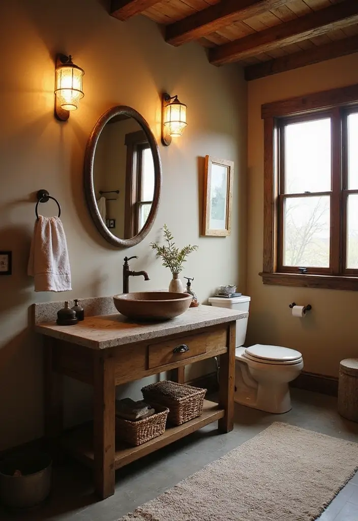 29 Bathroom Vanity Lighting Ideas That Upgrade Any Look 15 29 Bathroom Vanity Lighting Ideas That Upgrade Any Look - 15. Rustic Wood Fixtures