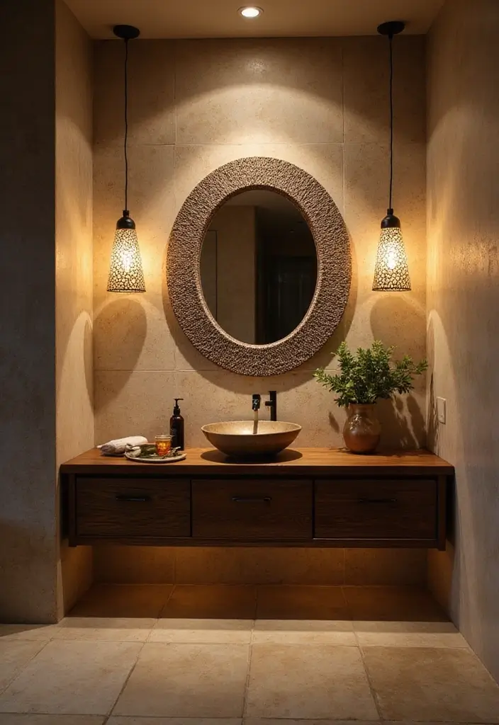 29 Bathroom Vanity Lighting Ideas That Upgrade Any Look 19 29 Bathroom Vanity Lighting Ideas That Upgrade Any Look - 19. Textured Lighting Fixtures
