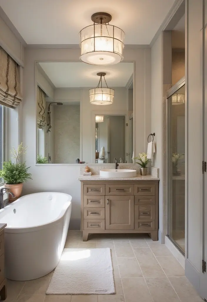 29 Bathroom Vanity Lighting Ideas That Upgrade Any Look 26 29 Bathroom Vanity Lighting Ideas That Upgrade Any Look - 26. Statement Flush Mounts