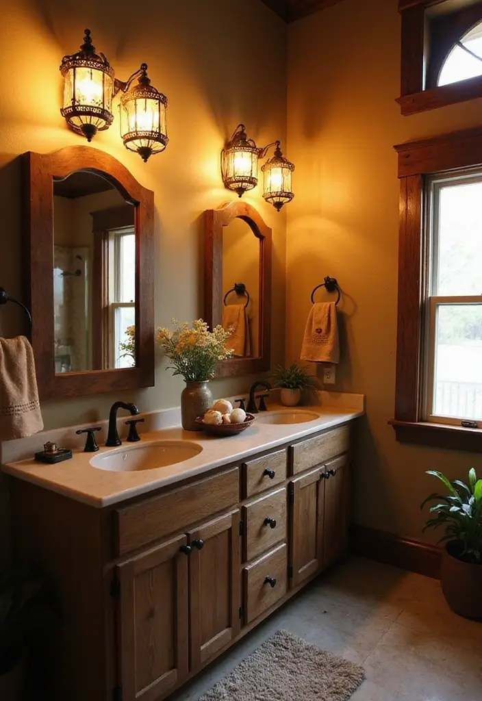 29 Bathroom Vanity Lighting Ideas That Upgrade Any Look 8 29 Bathroom Vanity Lighting Ideas That Upgrade Any Look - 8. Rustic Lantern Style Lights