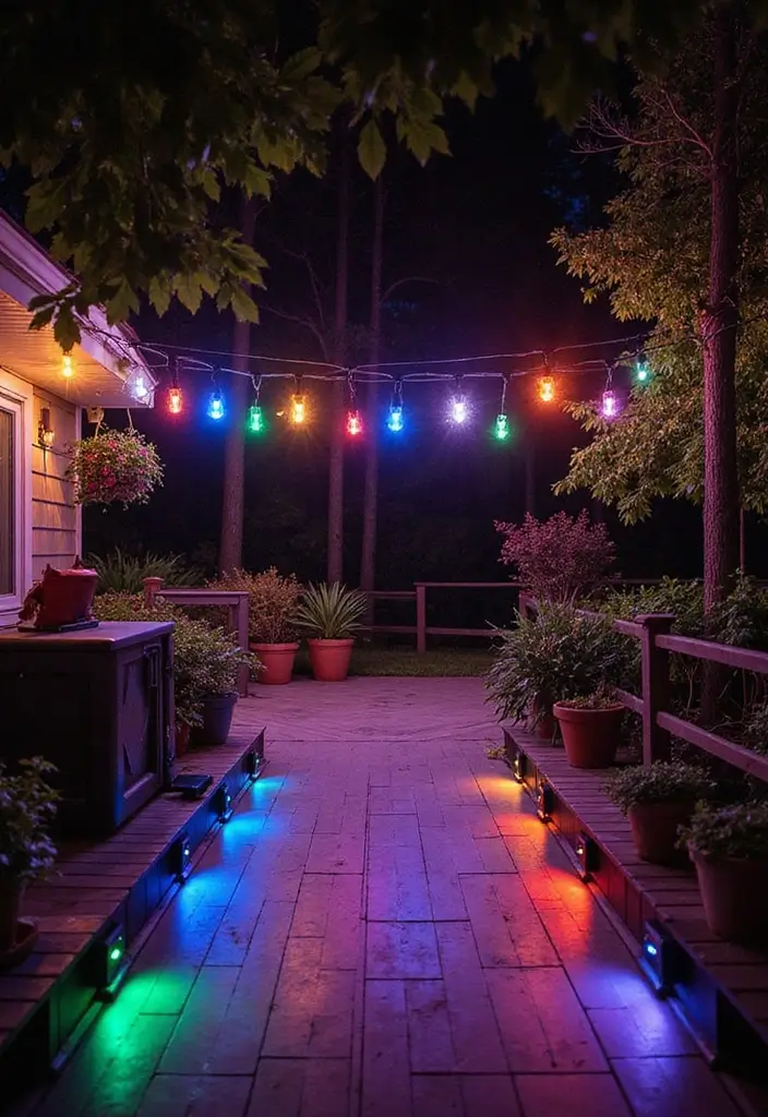 29 Deck Lighting Ideas That Make Outdoor Evenings Beautiful 19 29 Deck Lighting Ideas That Make Outdoor Evenings Beautiful - 19. Color-Changing Lights