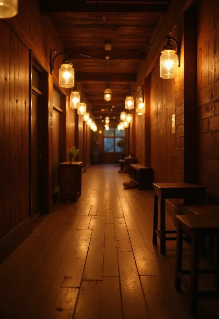 29 Hallway Lighting Ideas for Bright, Inviting Spaces - 12. Rustic Mason Jar Lights