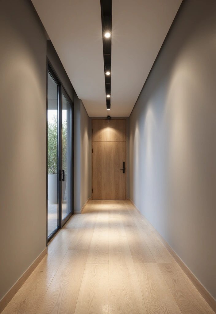 29 Hallway Lighting Ideas for Bright, Inviting Spaces - 13. Minimalist Track Lighting