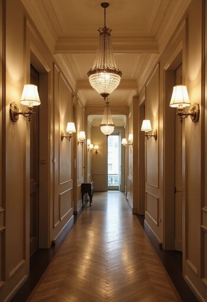 29 Hallway Lighting Ideas for Bright, Inviting Spaces - 28. Crystal Wall Fixtures