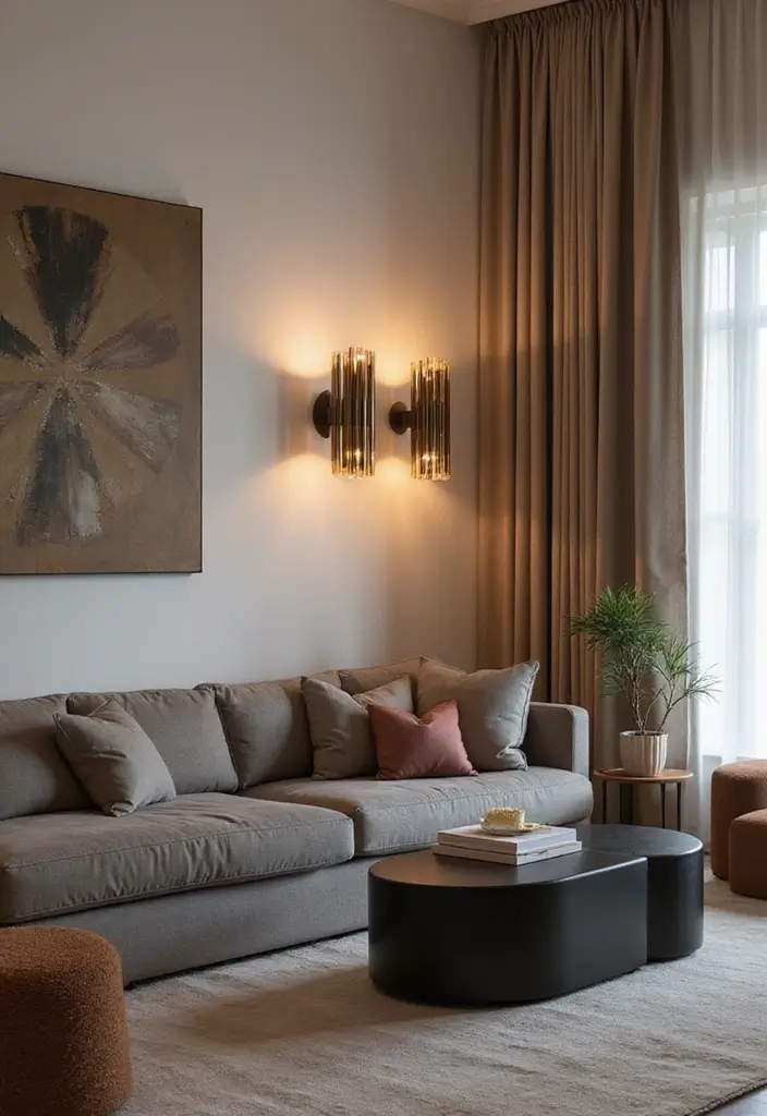29 Living Room Lighting Ideas You’ll Want to Copy Right Now - 12. Artful Wall Sconces