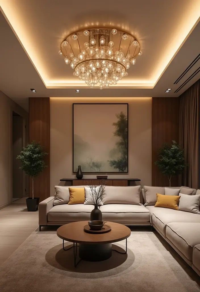 29 Living Room Lighting Ideas You’ll Want to Copy Right Now - 16. Creative Ceiling Fixtures