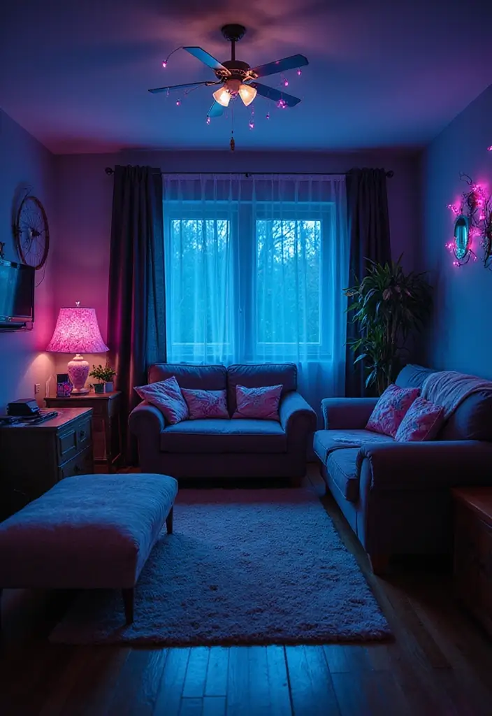 29 Living Room Lighting Ideas You’ll Want to Copy Right Now - 19. Glow-in-the-Dark Elements