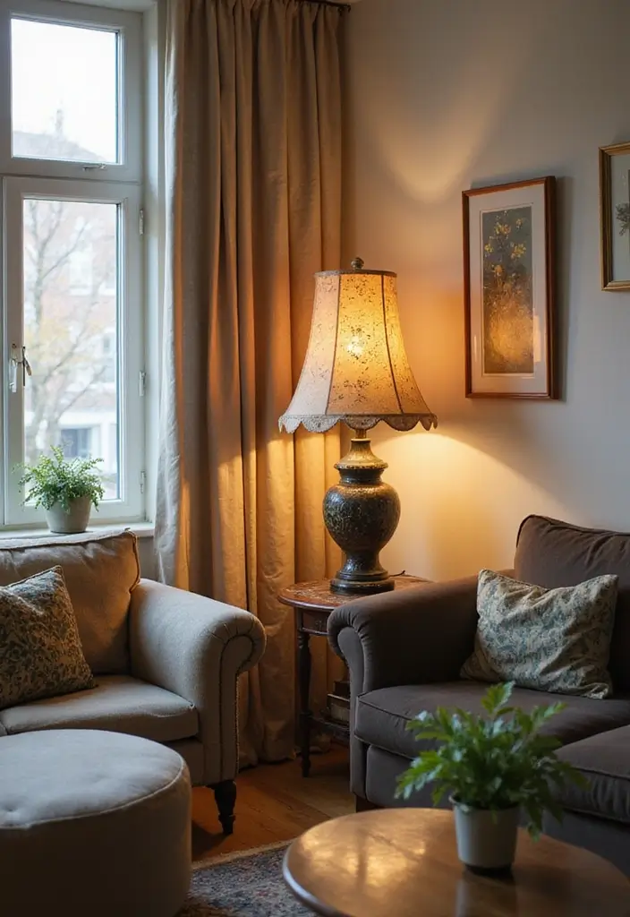 29 Living Room Lighting Ideas You’ll Want to Copy Right Now - 2. Upcycled Vintage Lamps