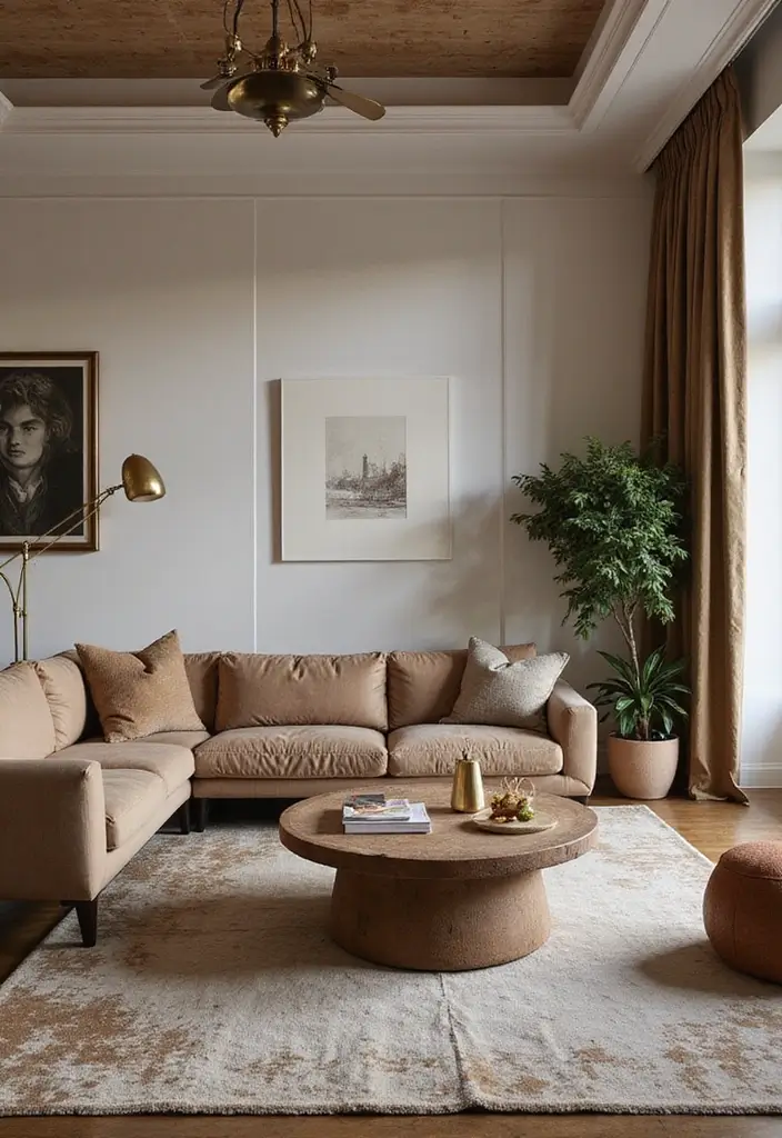 29 Living Room Lighting Ideas You’ll Want to Copy Right Now - 26. Brass and Copper Fixtures