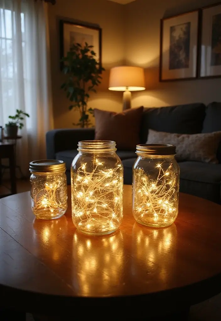 29 Living Room Lighting Ideas You’ll Want to Copy Right Now - 6. DIY Mason Jar Lanterns