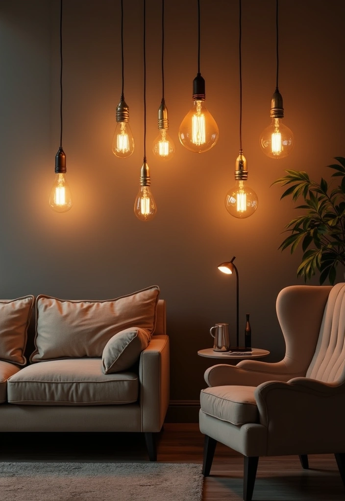 29 Living Room Lighting Ideas You’ll Want to Copy Right Now - 7. Edison Bulb Fixtures