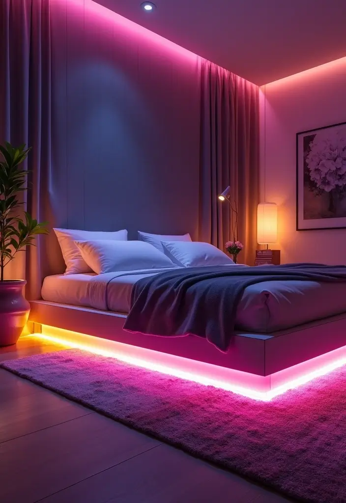 29 Under Bed Lighting Ideas That Add a Cool Modern Touch 1 29 Under Bed Lighting Ideas That Add a Cool Modern Touch - 1. LED Strip Lights for a Sleek Modern Look